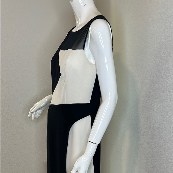 Rickie Freeman for Teri Jon Black and White Asymmetrical Sheath Dress - Picture 3 of 11